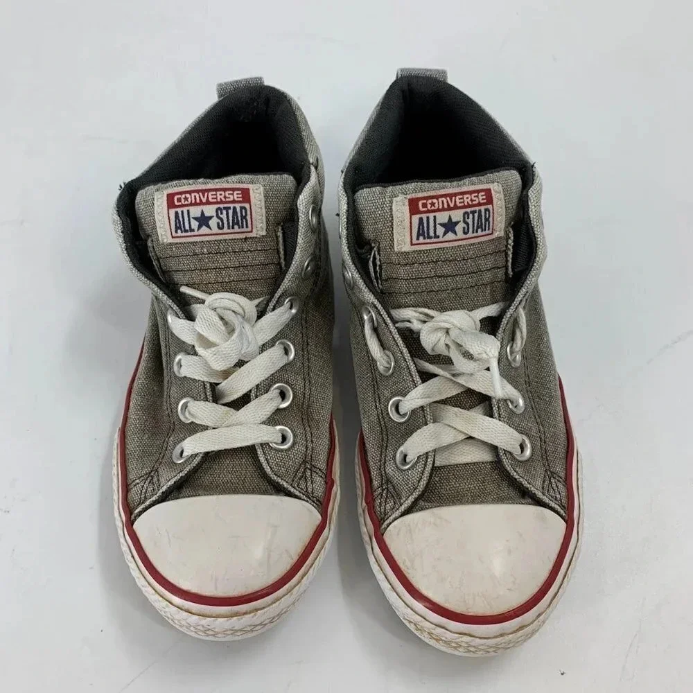 Converse Kids Chuck Taylor All Star Gray 651818F Mid Top Lace Up Sneakers Size 5